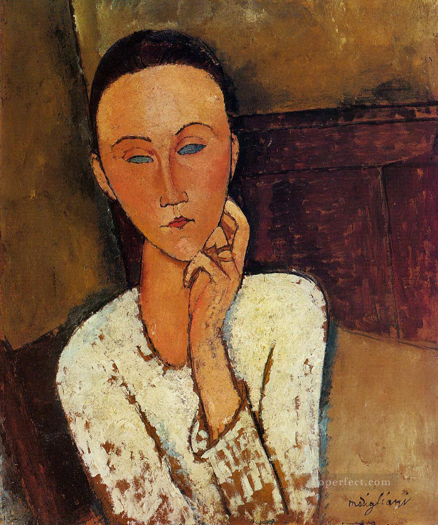 lunia czechowska with her left hand on her cheek 1918 Amedeo Modigliani Oil Paintings